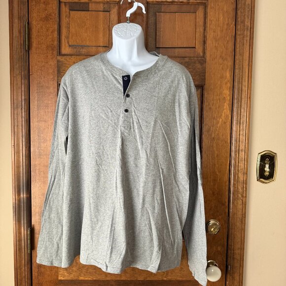 Merona Gray Henley Long Sleeve Tee XX-Large - Picture 1 of 11